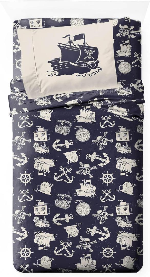 Jay Franco Kids Sheet Set with Fitted, Flat Sheets & Pillow Cover - Ultra-Soft Bedding with Pillowcase for Room Decor, Blue - One Piece, 3 Piece Twin