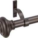 Kemmie 1" Window Treatment Curtain Rod with Decorative Pattern Urn Finials, Adjustable Length 36-72", Bronze