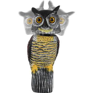 Glintoper Plastic Fake Owl Wagging Head Outdoor Statues 16.5 inch, Bird Scarecrow Horned Decoy, Bird Deterrents Scary Birds Away, Nature Enemy Pest Repellent for Outdoor Garden Yard Protectors