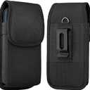 Holster for Large iPhone Plus, Pro Max Models 16 15 14 13 12 11 Xs Max - Cell Phone Belt Holder Case with Clip for Men, Nylon Pouch (Fits Otterbox Cover) Black