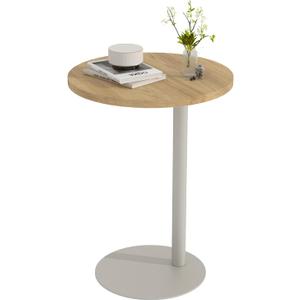 C Shaped Round End Table, Small Side Table for Couch,Tv Trays for Eating,Snack Sofa Tray Table with Metal Leg for Living Room, Bedroom, Bedside,and Office (Rustic Oak)