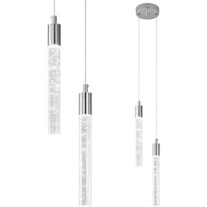 Modern Light Fixture Kitchen Island Pendant Light Dimmable LED Chrome Pendant Lights Mini Crystal Pendant Lighting for Bedroom Dining Room Living Room2-Light