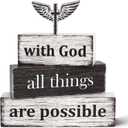 3 x 4 Pcs Christian Wooden Tiered Tray Decor, Bible Table Decorations Gifts