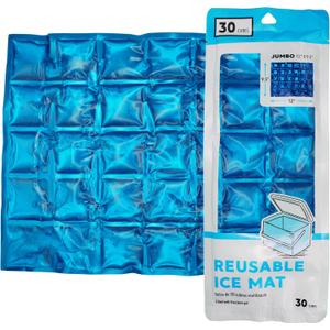 4 x Jacent Reusable Ice Pack Mat, Flexible 30-Cube Gel Freezer Sheet for Coolers, Lunch Bags, Food Storage & Outdoor Use, Jumbo 12 x 9.5 Inch