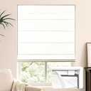 LazBlinds No Tools No Drill Cordless Roman Shades for Windows, Blackout Thermal Insulated UV Blocking Window Blinds, Lightweight Fabric Blinds for Indoor Windows, 32" W x 60" H, Blackout - White