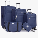 Luggage Sets 5 Piece Softside Expandable Suitcase sets With Spinner Wheels Duffel Bag And Toiletry Bag, Lightweight Carry-On And Checked Luggage (10" 16" 18" 23" 27"), Blue