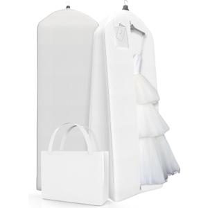 Your Bags Wedding Dress Garment Bag with Matching Tote- Garment Bags for Travel & Hanging Clothes or Storage - 72" Wedding Dress Bag for Gowns Long with 20" Gusset for Puffy Bridal Gowns Cover - White