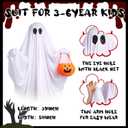 Ghost Costume for Kids, Toddler Ghost Costume with Pumpkin Bag, Halloween Spooky Costumes for Boys Girls Cosplay Dress Up (7-10 years)