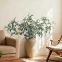 Artificial Greenery Stems for Vase, 5 Pcs Tall Fake Plants Branches Faux Greenery Twigs Leaf for Indoor Home Office Vase Filler for centerpieces, Dark Green