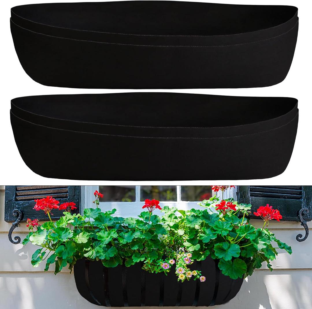 Tugaizi 4 Pcs Planter Basket Liners Felt Hanging Planter Liners Felt Replacement Coconut Liner, Black, 26 Inches, for Outdoor Hanging Flowers Vegetables, Avoid Birds Nesting