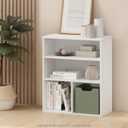 Furinno Pasir 3 Tier Display Bookcase, White, 3-Tier Wide