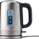 Electric Stainless Steel Kettle for Tea and Coffee, BPA-Free, Fast Boiling, Auto Shut-Off, 1 Liter, 1500W, Black and Silver