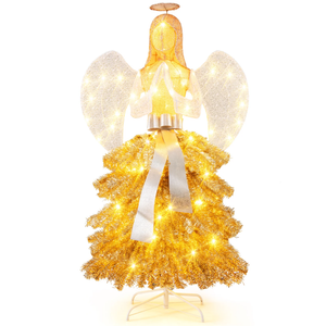 5.2 Feet Lighted Angel Artificial Christmas Tree with Warm White LED Lights