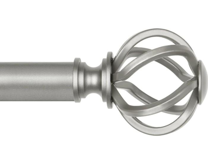 Antique Silver Curtain Rod 32 to 58 Inch (2.6-4.8 ft), USFOOK 7/8 Curtain Rods for Windows 20 to 54 Inch, Telescoping Splicing Drapery Rods with Twisted Cage Finials