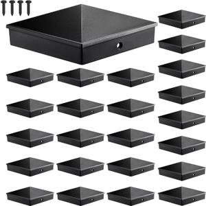 4x4 Post Caps Black (Fits 3.5"x3.5"), ASA Material - UV, Fade & Crack Resistant, Fence & Deck Post Caps 4x4 (24 Pack), Long-Lasting Protection for Outdoor Wood Posts
