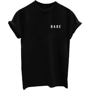 YITAN Letter Funny O Neck Women T Shirts Top (XX-Large, Black)