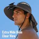 Short Brim Sun Hat with 1 Solar Fan & Neck Flap for Men Women UPF 50+ Outdoor for Garden Fishing Beach Essential (Black)