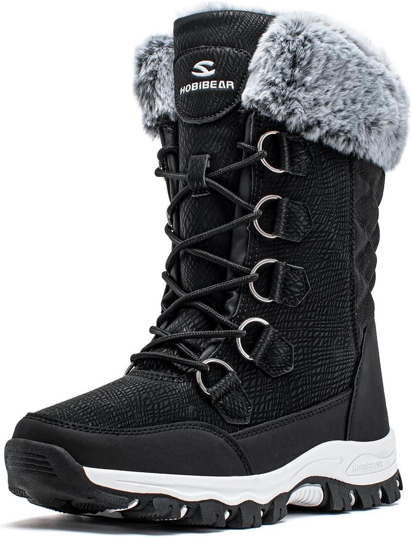 HOBIBEAR Girls Winter Snow Boots, Size 39