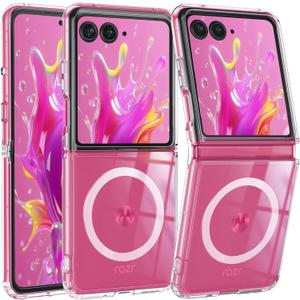 FNTCASE for Motorola Razr-Ultra-2025 Magnetic Case: Lightweight Military Grade Drop Protection Anti Yellowing Cell Phone Cover Flexible Durable Rugged Shockproof TPU Crystal (Clear)