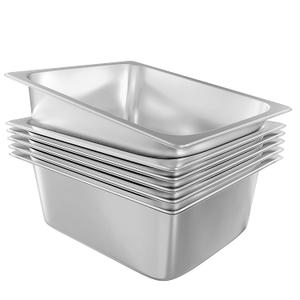 6-Pack Steam Table Pan Half Size 6 Inch Hotel Pan, Stainless Steel Metal Food Pan for Restaurant Food Container Warming Pans for Daily Use and Commercial (1/2 6" deep)