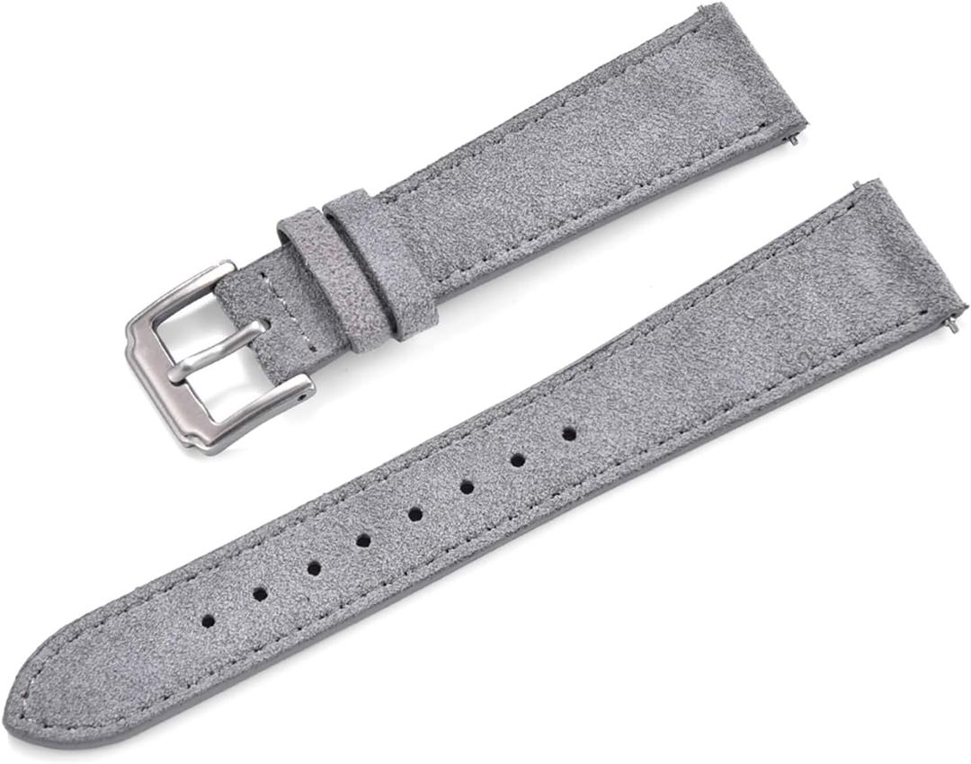 Unisex 18mm Super Soft Suede Leather Watch Band Quick Release Lightweight Watch Strap, Gray