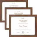 YESKAY 8.5x11 Picture Frame 3 Pack,Brown Wooden Frame with Tempered Glass,Display Pictures 6x8 with Mat or 8.5 x 11 Without Mat,8.5 by 11 Photo Frame for Wall or Tabletop