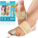JNATER Hammer Toe Straightener for Women & Men - Non-Slip Hammer Toe Corrector, Adjustable Toe Splint for Hammer Toe, Curled Toes, Crooked Toes, Broken toe Support - Day & Night Relief (1 Compression Foot Wrap & 1 Strap, Beige)