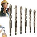 Four Blade Serrated Eccentric Drill Bits Eccentric Drill Bit Set Precision Ground for Metal/Wood/Plastic - Efficient Chip Removal & Heat Resistance, Long-Lasting Drill Bits Kit(4/5/6/8/10/12mm)