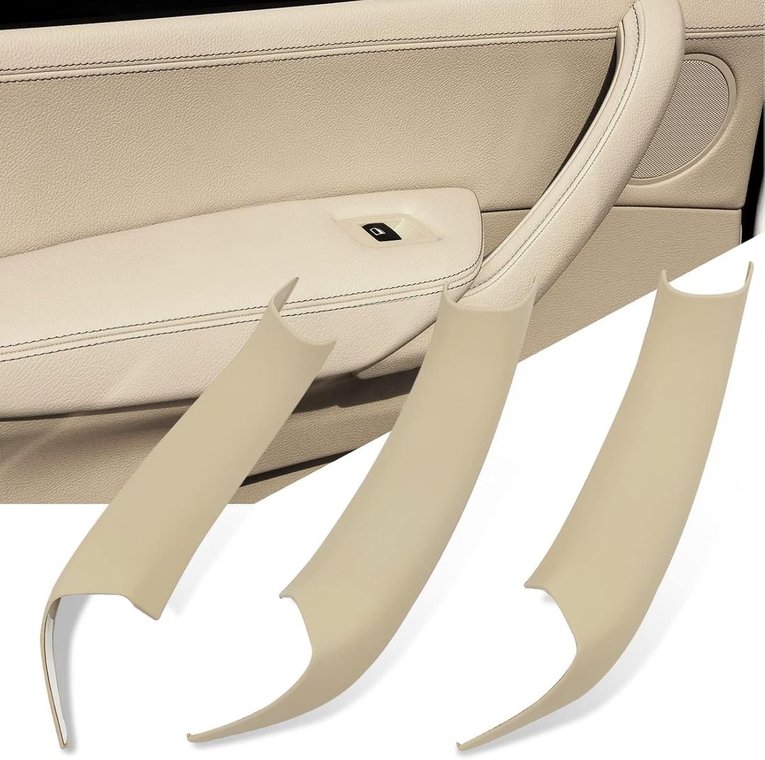 Jaronx Compatible with BMW X3 F25/X4 F26 Door Handle Covers,3PCS Interior Door Pull Handle Covers for BMW X3 F25 2010-2016, X4 F26 2014-2017, Left and Right Side (Beige)