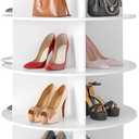 SpaceAid 8 Tier Rotating Shoe Rack Tower, Spinning Shoe Display Lazy Susan, Revolving 360 Shoe Rack Storage Round Carousel, Vertical Handbag Rotate Shoes Closet Organization (8-Tier White) (8 Tier (23.2"W x 71.9"H))