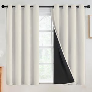 SimpleHome 100% Blackout Curtains for Bedroom,Thermal Insulated Cream Grommet Window Drapes Room Darkening Curtains for Living Room with Black Back,52 x 54 Inch,2 Panels