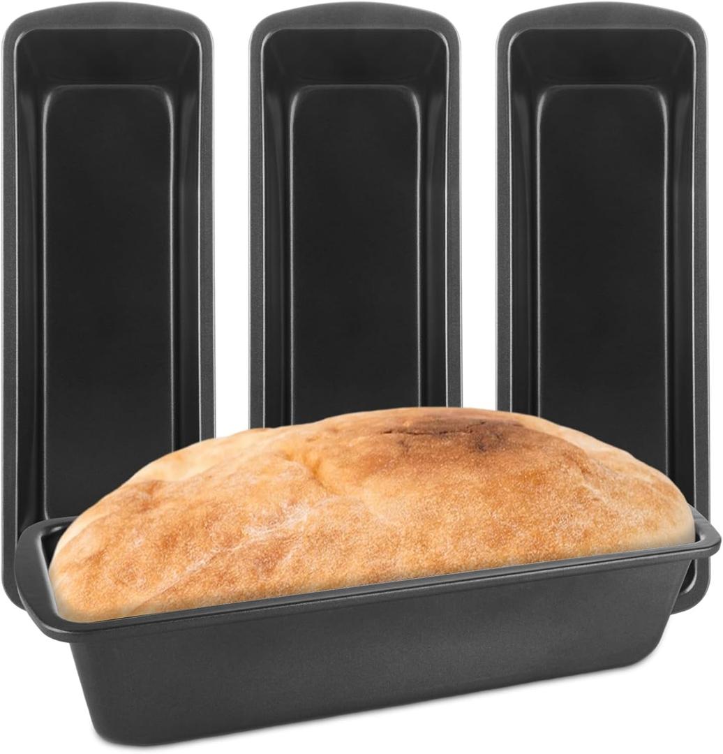 4 Pack Large Loaf Pans Nonstick Banana Bread Pan for Homemade Bread Baking Pan for Oven Metal Meatloaf Pans Sandwich Bread Loaf Pan for Baking Bread Tins for Baking Meat Loaf Cake (Inner 10x3)