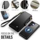 Defencase for Samsung Galaxy S24 Ultra Magnetic Wallet Case Compatible with Magsafe with RFID Blocking Zipper & Card Holder Women, PU Leather Detachable Phone Case for Galaxy S24 Ultra 6.8", Black