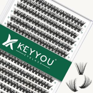 KEYYOU Lash Clusters 300pcs Individual Lashes, 40D 0.07C Curl 11mm DIY Eyelash Extension, Soft & Natural Volume Cluster Lashes with Large Tray