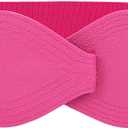 WHIPPY Women Wide Elastic Belt Ladies Stretch Dress Belt Fashion Waistband with 8-shaped Interlock Leather Buckle (Fit Waist Size 30"-34", Rose)