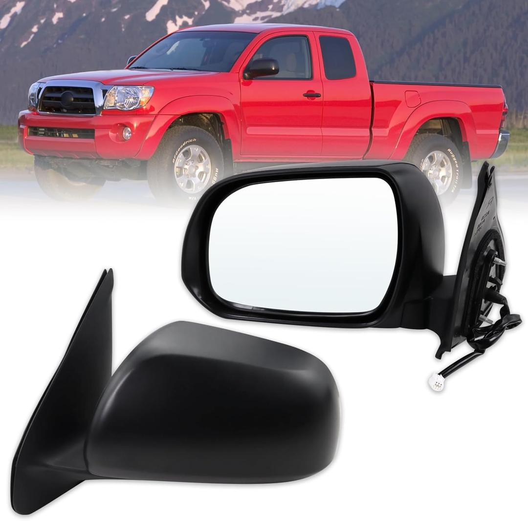 Left Driver Side Mirror Compatible With 2005 2006 2007 2008 2009 2010 2011 Toyota Tacoma With Power Glass Manual Folding Black Replace#8794004180(3Pins)