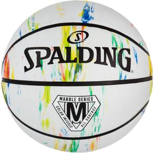 Spalding Outdoor Rubber Basketballs | Performance Rubber Cover Designed for Outdoor Play Colors (Size 7, 29.5", Marble - White Multi Color)