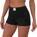 OLYCN Women's Micro Shorts Y2K Low Rise Slim Fit Elastic Button Front Comfy Shorts Sexy Pj Bottoms (Black)