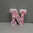 Pooqla LED Marquee Letter Lights, Pink Glitter Alphabet Sign Battery Powered Night Light, Birthday Party, Wedding, Girls Gifts, Home Bar, Christmas Decoration, N (Warm White)