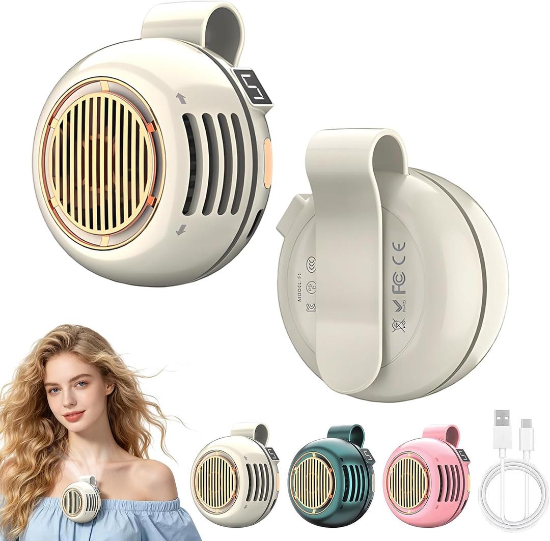 Portable Silent Mini Bladeless Fan Clip On, Mini USB Rechargeable 360 Rotatable Fan, 2026 New Adjustable 3-Speed Suspended Whirlwind Cooler Fans for Outdoor & Travel & Office (White)