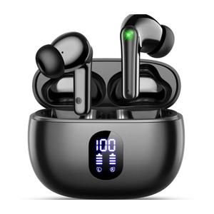 wyness Wireless Earbuds Bluetooth 5.3 Ear Buds, Hi-Fi Stereo Bass Ear Buds with 48H Playtime & LED Display, Lightweight in-Ear Headphones with Mic, IPX7 Waterproof, Touch Control for iPhone