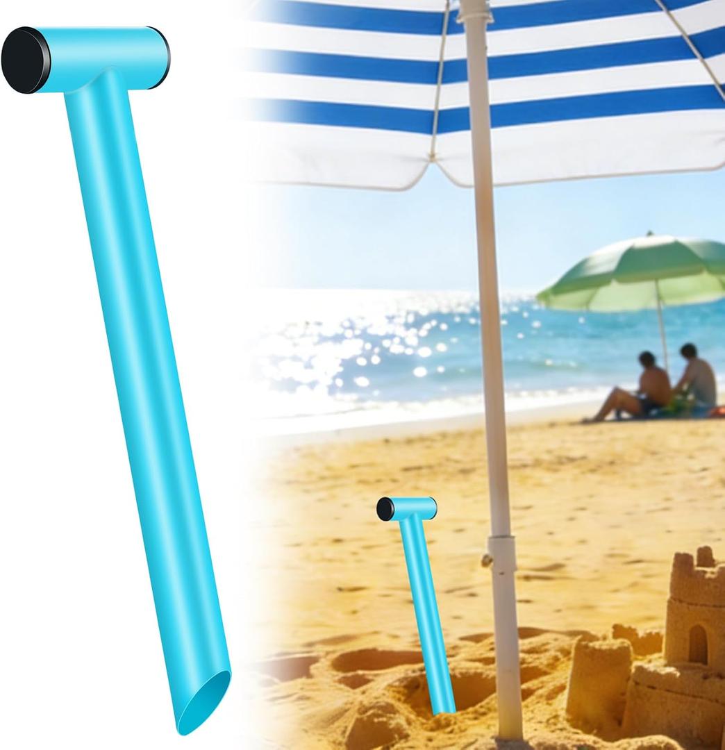 Stainless Steel Sand Digger Tool,T Bar Sand Gopher Tool Beach Umbrella Hole Maker for 15 Holes Heavy Duty Auger Alternative Necessary Beach Accessories
