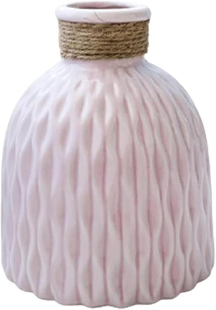 Small Ceramic Vases Bud Home Kitchen Decor,Centerpieces Propagation Bathroom Room Farmhouse Living Room Table Cylinder Flower Bouquet Bulk Bud Vases (Pink,L11.5*H15)