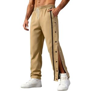 Men's Youth Tear Away Sweatpants Loose Fit Snap Button Athletic Jogger Basketball Pants with Pockets (XXL)