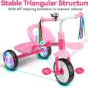Liberry Toddler Tricycle Age 2 3 4 Years Old, Kids Trike with Light Up Wheels, Removable Pedal and Basket, 3 Wheel Bike Outdoor Indoor Riding Toy Gift for Girls Boys, Pink