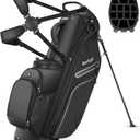 14 Way Full Length Dividers Golf Stand Bag, Lightweight Golf Bag with Stand for Men and Women Golf Club Carry Bag with Dual Strap & Rain Cover (Black)
