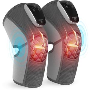 COMFIER Cordless Knee Massager with Heat, Vibration Knee Brace Wrap for Arthritis, 3-in-1 Heating Pad for Knee Shoulder Elbow, Knee Warmer, Gifts for Father Dad Men,FSA or HSA Eligible (Gray)