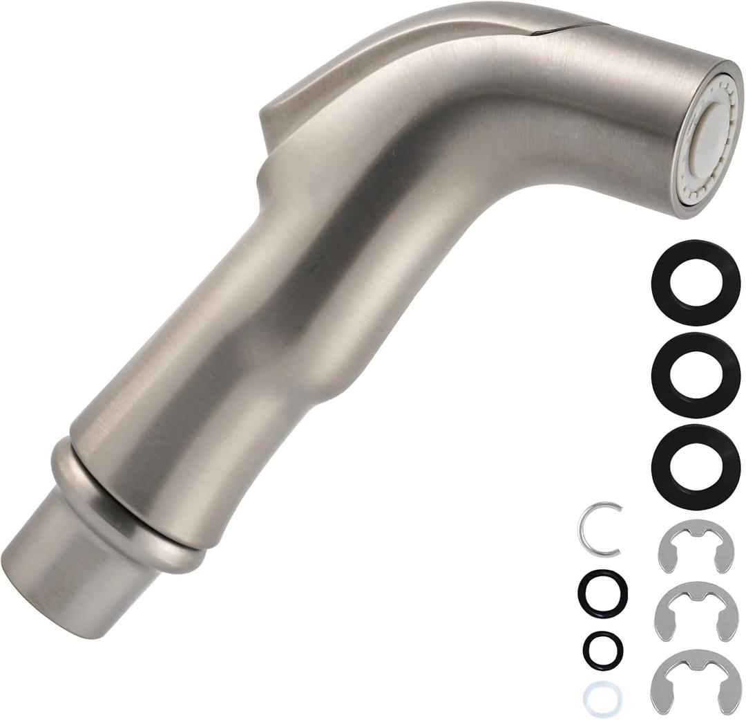 Hygie Rinse Universal Sink Sprayer Attachment for Faucet, Kitchen Side Sprayer Head Compatible with Delta, Moen, Kohler and Other OEM Brands Pull Out Spray Head, Nozzle Head Only, Brushed Nickel