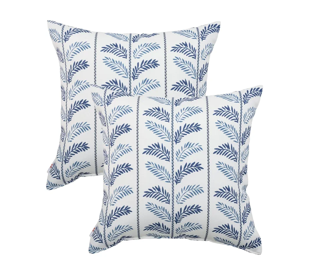 JMKaixin Outdoor Pillows, Pack of 2 Waterproof Decorative Throw Pillows with Inserts, 18”x18” Square Pillows for Bed, Couch, Sofa and Patio Furniture