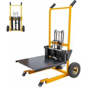 Foldable Hydraulic Material Lift Stacker, 450lbs 35.8" Max Lift, Portable Pallet Truck Dolly w/Swivel Casters, Adjustable Forks, Fork Lift Table Cart, Pallet Jacks & Trucks for Warehouse, Shop